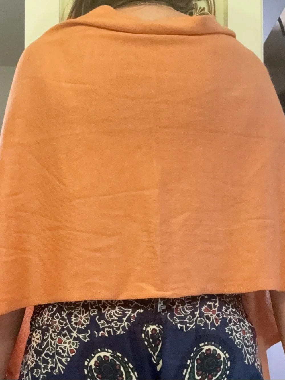 Noelle Lightweight Orange Button-Front Shawl Poncho Scarf